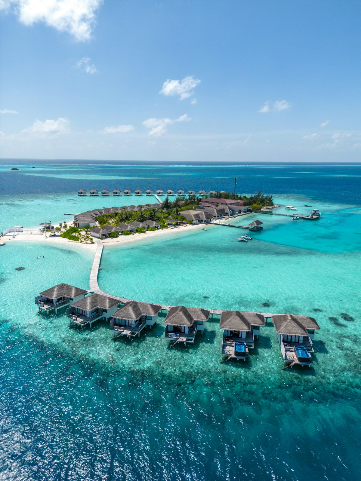 Maldives island resort and turquoise lagoon